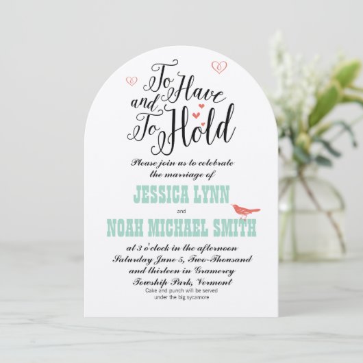 タイポグラフィミントコーラル招待状を持つ 招待状 (スタンド正面)