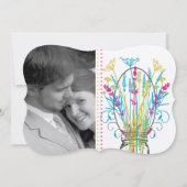 タイポグラフィメイソンジャールコーラルイエローブルーグリーン 招待状 (裏面)