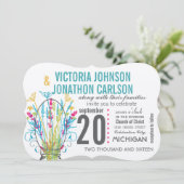 タイポグラフィメイソンジャールコーラルイエローブルーグリーン 招待状 (スタンド正面)