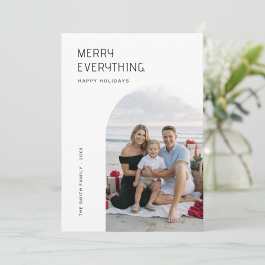 タイポグラフィメリーすべてビーチファミリークリスマス シーズンカード (スタンド正面)