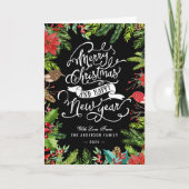 タイポグラフィメリークリスマスとハッピーニューイヤー シーズンカード (正面)