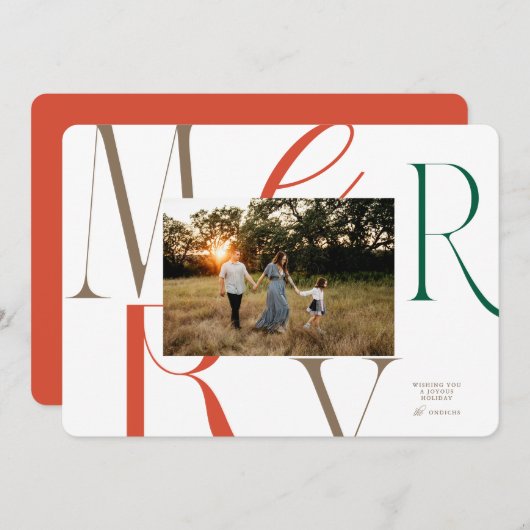 タイポグラフィメリークリスマスカード シーズンカード (正面/裏面)