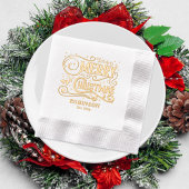 タイポグラフィメリークリスマスファミリー名日付 箔ナプキン