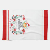 タイポグラフィメリーモダンクリスマス・フクロウ キッチンタオル (横)