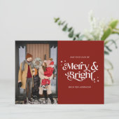 タイポグラフィメリー&ブライトフォトクリスマス シーズンカード (スタンド正面)