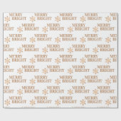 タイポグラフィメリー&ブライト金ゴールドホワイトクリスマス ラッピングペーパー (フラット)