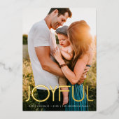 タイポグラフィモダンうれしそうなクリスマス金ゴールド 箔シーズンカード (正面)