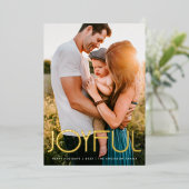 タイポグラフィモダンうれしそうなクリスマス金ゴールド 箔シーズンカード (立ち正面)