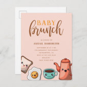 タイポグラフィモダンかわいいベビーブランチ インビテーションポストカード (正面/裏面)
