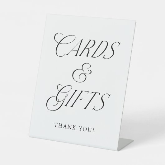 タイポグラフィモダンのウェディングカードとギフト 台座サイン (正面)