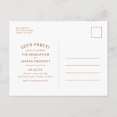 タイポグラフィモダンの写真が卒業パーティーAに重ね合わさる 案内ポストカード (裏面)