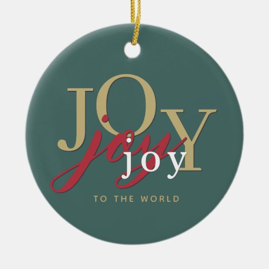 タイポグラフィモダンの喜びと世界写真 セラミックオーナメント (正面)