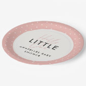 タイポグラフィモダンの赤ちゃんシャワーhello little one ペーパープレート (アングル)
