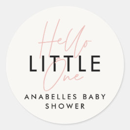 タイポグラフィモダンの赤ちゃんシャワーhello little one ラウンドシール