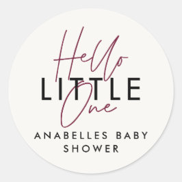 タイポグラフィモダンの赤ちゃんシャワーhello little one ラウンドシール