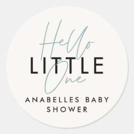 タイポグラフィモダンの赤ちゃんシャワーhello little one ラウンドシール
