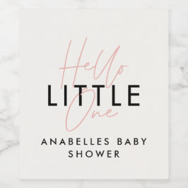タイポグラフィモダンの赤ちゃんシャワーhello little one ワインラベル
