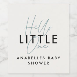 タイポグラフィモダンの赤ちゃんシャワーhello little one ワインラベル
