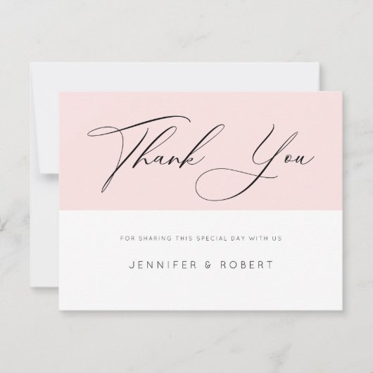 タイポグラフィモダンはライトピンク&ホワイトでお願い サンキューカード (正面)