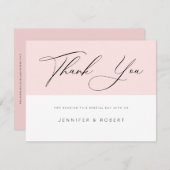 タイポグラフィモダンはライトピンク&ホワイトでお願い サンキューカード (正面/裏面)