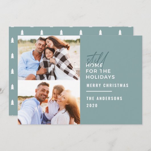 タイポグラフィモダンは休暇でまだ家にいる シーズンカード (正面/裏面)