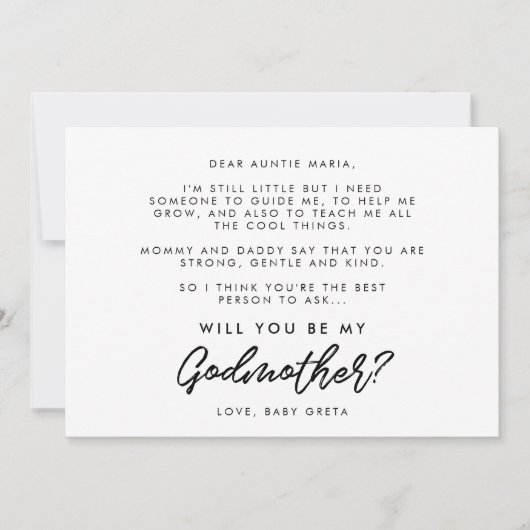 タイポグラフィモダンは私のゴッドマザーカードになる 招待状 (正面)