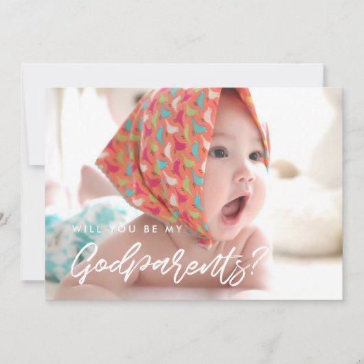 タイポグラフィモダンは私のゴッド保護者のカードになる 招待状 (正面)