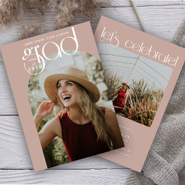 タイポグラフィモダンほこりっぽいピンク2写真卒業 招待状