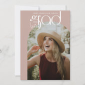 タイポグラフィモダンほこりっぽいピンク2写真卒業 招待状 (正面)