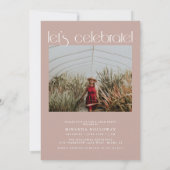 タイポグラフィモダンほこりっぽいピンク2写真卒業 招待状 (裏面)