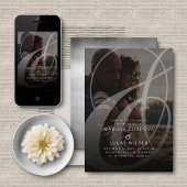 タイポグラフィモダンアンパサンド写結婚真 招待状