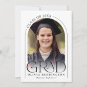 タイポグラフィモダンアーチ写真卒業 案内状 (正面)