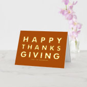 タイポグラフィモダンオレンジハッピーサンクスギビング金ゴールド 箔グリーティングカード (蘭)