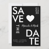 タイポグラフィモダンオレンジピンク日付カードを保存 カード (正面)