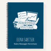 タイポグラフィモダンカデットブルーミーティングノート ノートブック (正面)