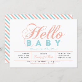 タイポグラフィモダンガール赤ちゃんシャワー、散水 招待状