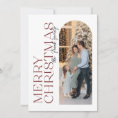 タイポグラフィモダンクリスマスアーチ写真 シーズンカード (正面)