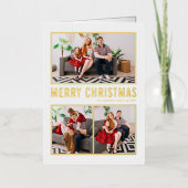 タイポグラフィモダンクリスマススリーフォト 箔シーズンカード (正面)