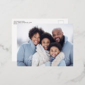 タイポグラフィモダンクリスマスホリデーフォト 箔招待状ポストカード (正面/裏面)