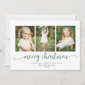 タイポグラフィモダングリーンクリスマスホリデー3写真 シーズンカード (正面)