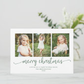 タイポグラフィモダングリーンクリスマスホリデー3写真 シーズンカード (スタンド正面)