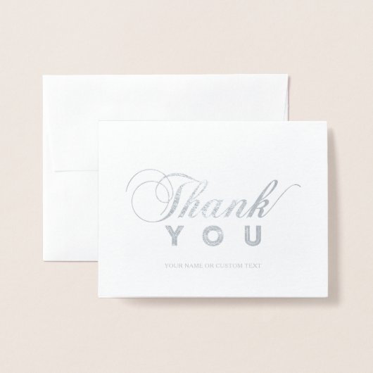 タイポグラフィモダンサンキューシルバーフォイルカード 箔カード (封筒付き正面)