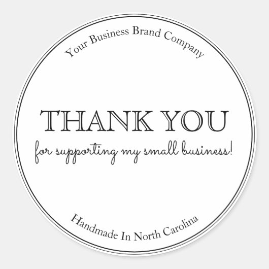 タイポグラフィモダンサンキュービジネス ラウンドシール (正面)