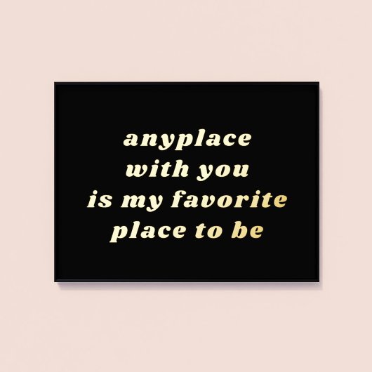 タイポグラフィモダンスウィートロマンチックブラック+金ゴールド 箔ポスター