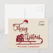 タイポグラフィモダンスレジメリークリスマスロゴ シーズンポストカード (正面/裏面)