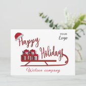 タイポグラフィモダンスレッジハッピーホリデーズロゴ シーズンカード (スタンド正面)