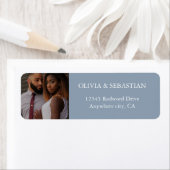 タイポグラフィモダンダスティブルーフォト差出人住所 ラベル (インサイチュ)