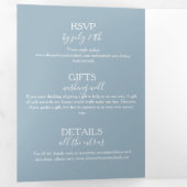 タイポグラフィモダンダスティブルーボタニカル結婚ズ 三つ折り招待状 (内部最初)