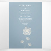 タイポグラフィモダンダスティブルーボタニカル結婚ズ 三つ折り招待状 (内部中)