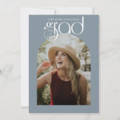 タイポグラフィモダンダスティブルー2写真卒業 招待状 (正面)